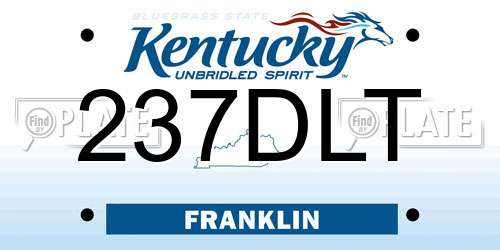 237DLT Kentucky License Plate