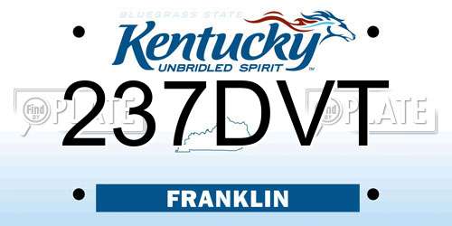 237DVT Kentucky License Plate