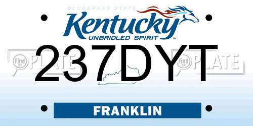 237DYT Kentucky License Plate