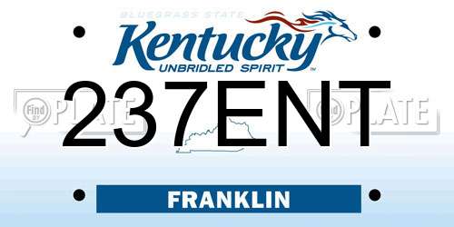 237ENT Kentucky License Plate