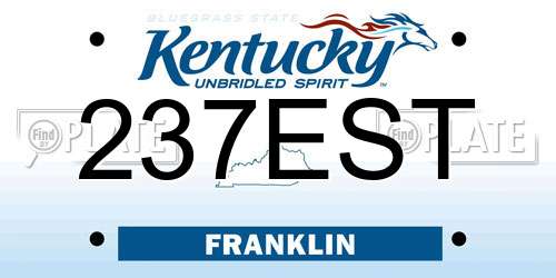237EST Kentucky License Plate