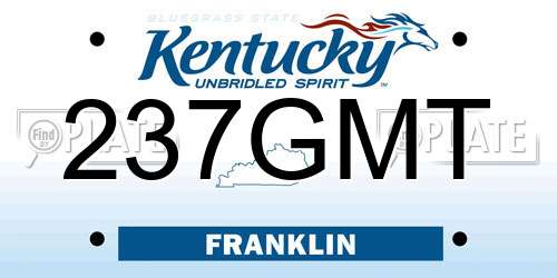 237GMT Kentucky License Plate