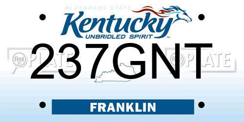 237GNT Kentucky License Plate