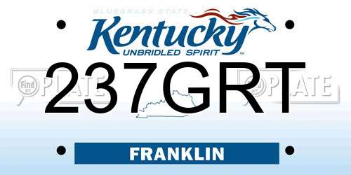 237GRT Kentucky License Plate