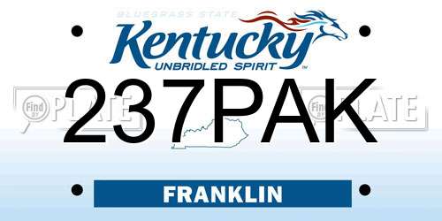 237PAK Kentucky License Plate