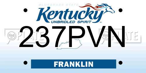 237PVN Kentucky License Plate