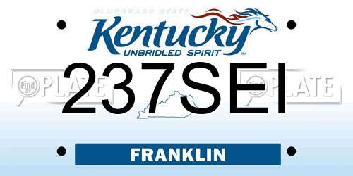 237SEI Kentucky License Plate