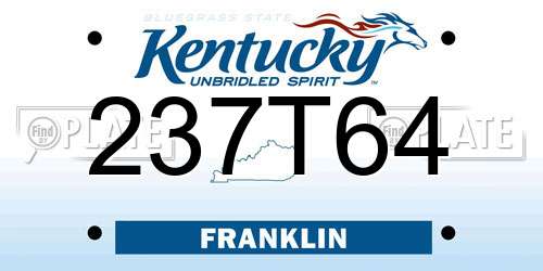 237T64 Kentucky License Plate