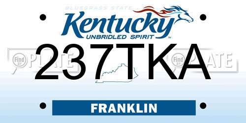 237TKA Kentucky License Plate