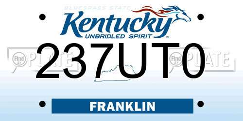237UT0 Kentucky License Plate