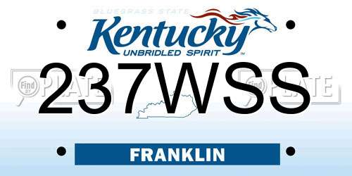 237WSS Kentucky License Plate
