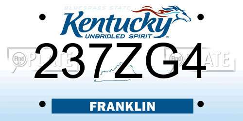 237ZG4 Kentucky License Plate