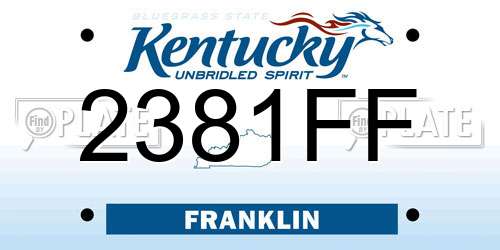 2381FF Kentucky License Plate