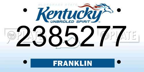2385277 Kentucky License Plate