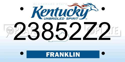 23852Z2 Kentucky License Plate