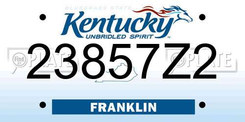 23857Z2 Kentucky License Plate