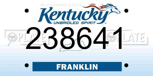 238641 Kentucky License Plate