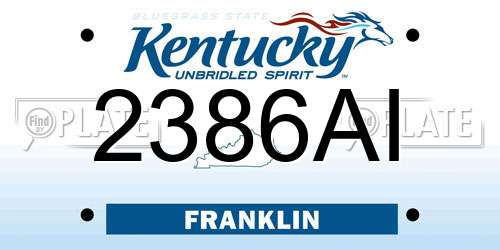 2386AI Kentucky License Plate