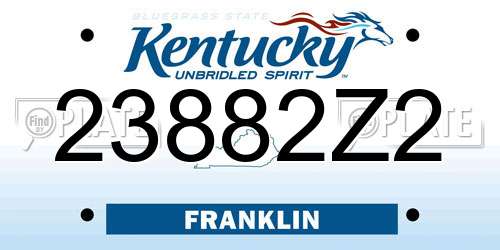 23882Z2 Kentucky License Plate