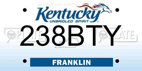 238BTY Kentucky License Plate