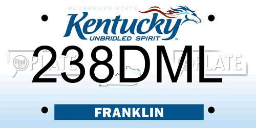 238DML Kentucky License Plate
