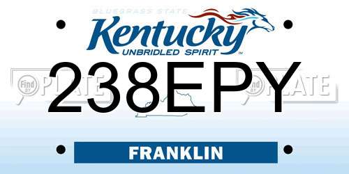 238EPY Kentucky License Plate
