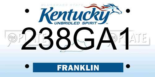 238GA1 Kentucky License Plate