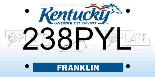 238PYL Kentucky License Plate
