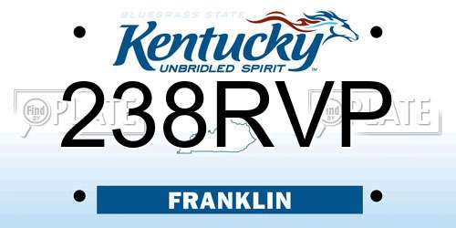 238RVP Kentucky License Plate