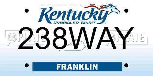 238WAY Kentucky License Plate