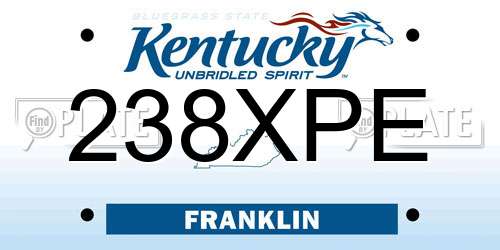 238XPE Kentucky License Plate