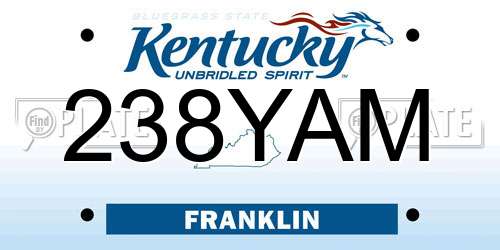 238YAM Kentucky License Plate
