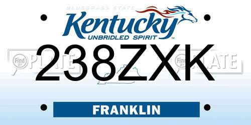 238ZXK Kentucky License Plate