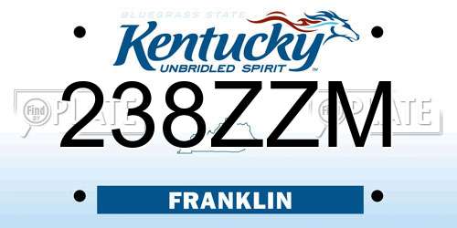 238ZZM Kentucky License Plate