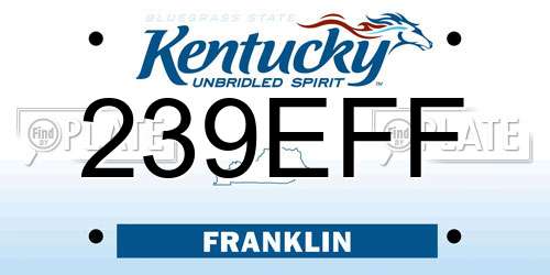 239EFF Kentucky License Plate