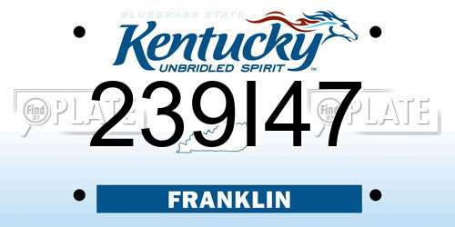 239I47 Kentucky License Plate
