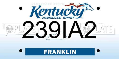 239IA2 Kentucky License Plate