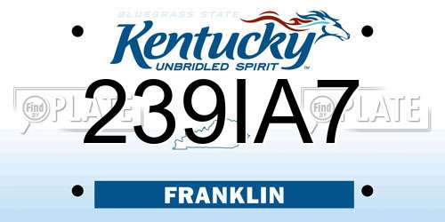 239IA7 Kentucky License Plate
