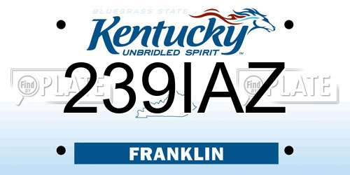 239IAZ Kentucky License Plate