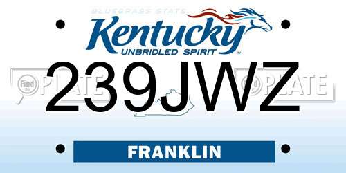 239JWZ Kentucky License Plate