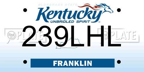 239LHL Kentucky License Plate