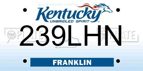239LHN Kentucky License Plate