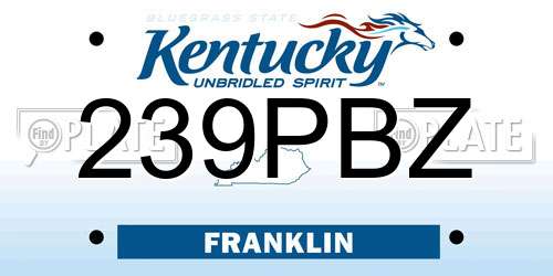 239PBZ Kentucky License Plate