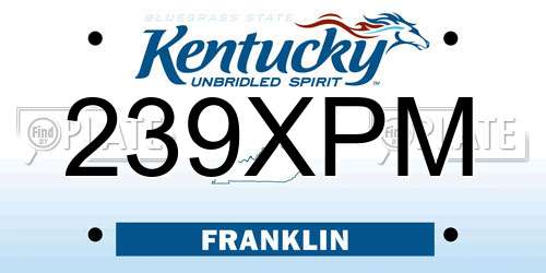 239XPM Kentucky License Plate