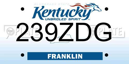 239ZDG Kentucky License Plate