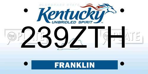239ZTH Kentucky License Plate