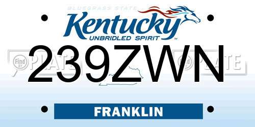 239ZWN Kentucky License Plate