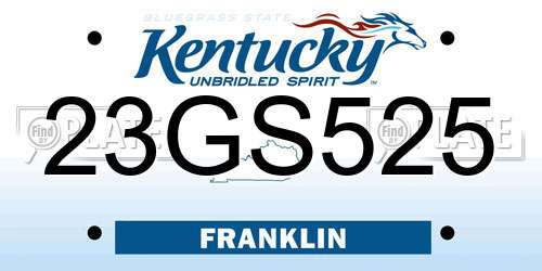 23GS525 Kentucky License Plate