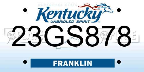 23GS878 Kentucky License Plate