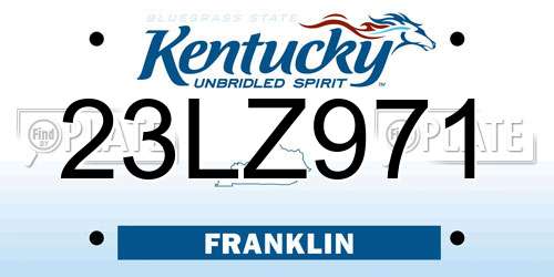 23LZ971 Kentucky License Plate